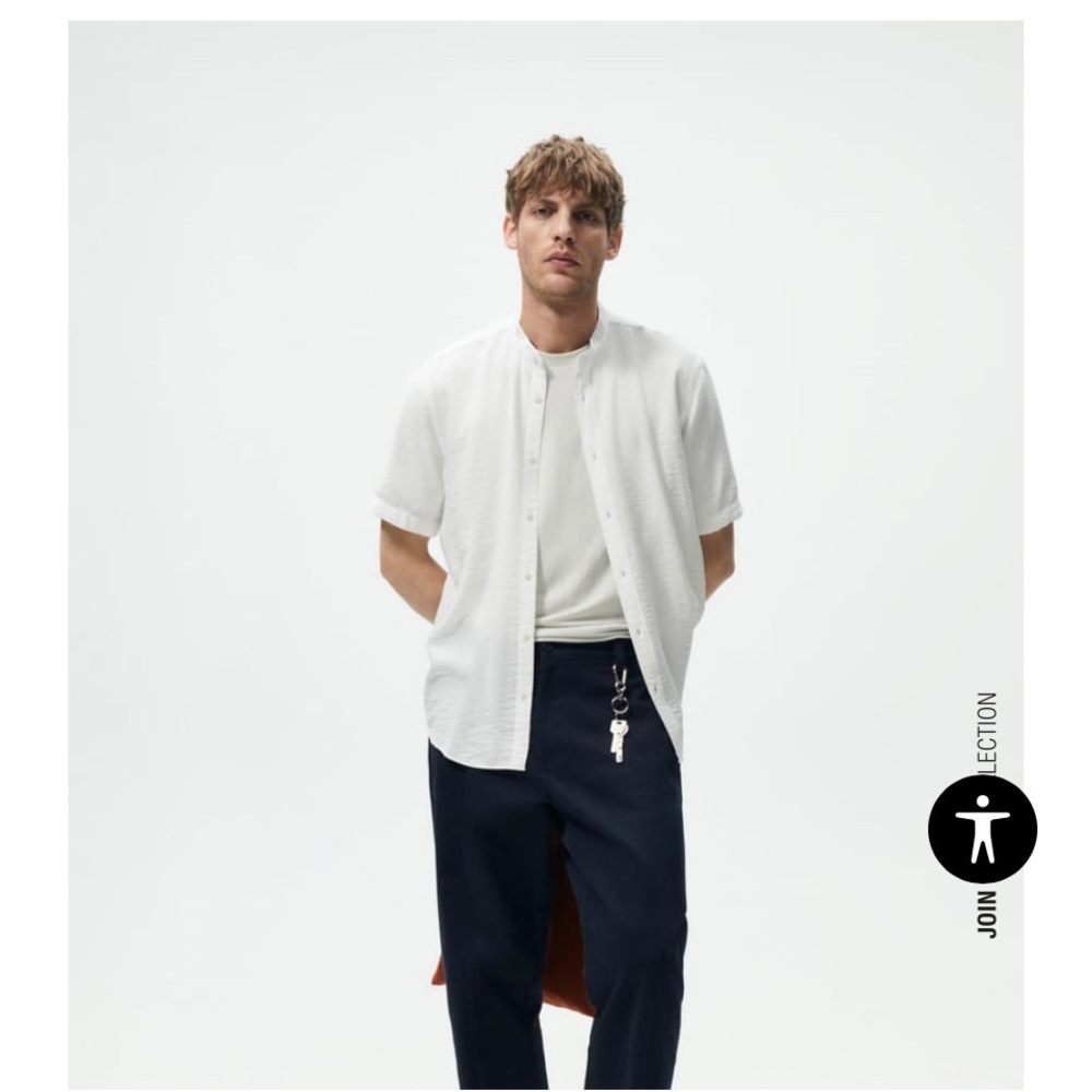 Zara Textured Shirt - White - Size S